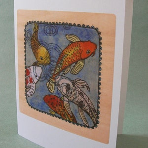 2 CARDS - A001 KOI / 5 x 7 Notecards / koi fish / koi art / koi pond / fish art / fish card / koi card / illustration card / zen