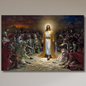 Jesus Canvas Wall Art,Christ Print,Jesus Poster,Jesus With Soldiers,Jesus Wall Art,Lord Jesus,Spiritual Canvas,Home Decor,Church Decor-83