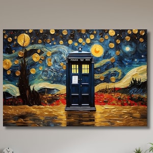 Tardis Leinwand,Tardis Poster,Doctor Who Tardis Box,Tardis Cottage,Haus Wandkunst,Abstrakte Farbe,Polizeikasten,Geschenk für Kinder,Kinderzimmer Dekor-239