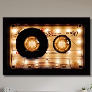 Nostalgic Cassette Canvas,Retro Cassette Art,Retro Music Wall Decor,Shining Audio Cassette,Music Room Decor,Tape Canvas,Vintage Music-819