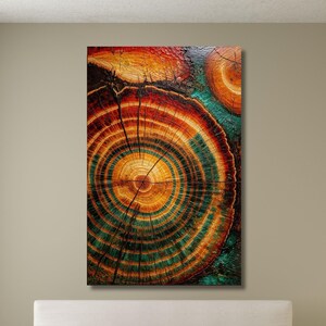 Colorful Tree Ring Canvas Wall Decor,Wood Texture,Abstract Wood Crack Wall Art,Elegant Natural Art,Bedroom Decor,Home Decor,Wood Poster-1047