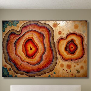 Colorful Tree Ring Canvas Wall Art,Crack Wood Decor,Tree Ring Poster,Wood Texture,Elegant Natural Art,Bedroom Decor,Modern Home Decor-1046