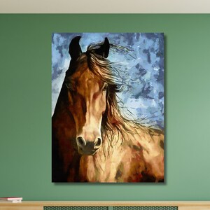 Lienzo abstracto de caballo para pared, decoración de sala de estar, arte animal, impresión de caballo, decoración del hogar, decoración de pared, pintura de caballo, regalo para amantes de los animales-475