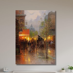 Paris Street by Edouard Leon Cortes Canvas,Landscape Poster,Modern Home Decor,Living Room Decor,Christmas Gift,Abstract Wall Art,Scene-759