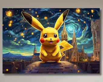 ヴァン・ゴッホ ピカチュウ ポスター アートプリント、ピカチュウ