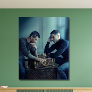 Messi-Ronaldo Schach,Fußball Legenden Leinwand,Fußball Spieler Poster,Fußball Kunst,Sport Wohnkultur,WM 2022,Ronaldo Poster,Messi Poster435