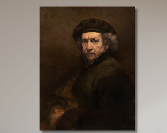 Portret Rembrandta van Rijna, sztuka Rembrandta, płótno Rembrandta, plakat wystawy, wystrój sypialni, wystrój domu, wystrój salonu, prezent na Boże Narodzenie-306
