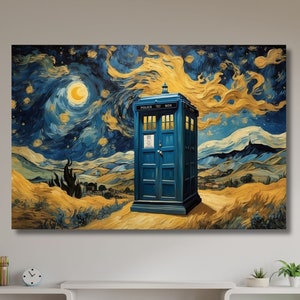 Tardis Poster,Doctor Who Tardis Box Jackson Pollock Style,Tardis Painting,Doctor Who Tardis Canvas Wall Art, Doctor Who Poster Decor Art-235