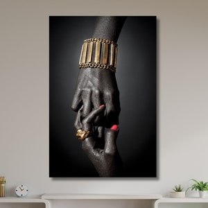 African Black Hands Canvas Wall Art,Boho Art,Black Hands Poster,Hands Print,Gift for Lovers,Love Sign Poster,Bedroom Decor,Home Decor-679