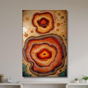 Wood Ring Poster,Colorful Tree Ring Canvas Wall Art,Wood Crack Wall Decor,Wood Texture Art,Elegant Natural Art,Bedroom Decor,Home Decor-1065