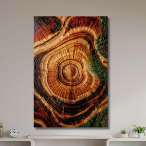 Wood Ring Canvas,Wood Crack Wall Decor,Wood Texture Art,Colorful Tree Ring Wall Art,Elegant Natural Art,Bedroom Decor,Modern Home Decor-1068