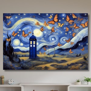 Doctor Who Tardis Box,Tardis Leinwand,Tardis Poster,Tardis Cottage,Haus Wandkunst,Abstrakte Farbe,Polizeikasten,Geschenk für Kinder,Kinderzimmer Dekor-241
