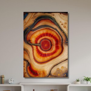 Wood Ring Canvas,Colorful Tree Ring Wall Art,Wood Crack Wall Decor,Wood Texture Art,Elegant Natural Art,Bedroom Decor,Modern Home Decor-1066
