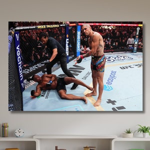 Alex Pereira after knocking out Jamahal Hill at UFC 300 canvas wall art,UFC Poster,UFC300 Art Print,Fitness Wall Art,sport,Gift for Fans-421