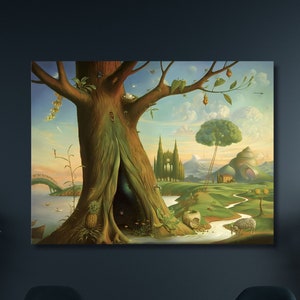 Vladimir Kush Life Tree Canvas Art Print,Home Decor,Ready to Hang,Surreal Painting,Modern Wall Art,Vladimir Kush Poster,Gift for Home-528