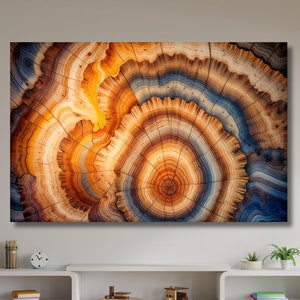 Colorful Tree Ring Wall Art,Elegant Natural Art,Wood Crack Wall Decor,Wood Texture Art,Wood Ring Canvas,Bedroom Decor,Modern Home Decor-1071
