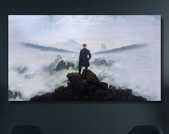 Caspar David Friedrich Canvas,Wanderer Above the Sea of Fog Print,Wall Art,Original Print Canvas,Home Decor,Canvas Art,Living Room Decor-532