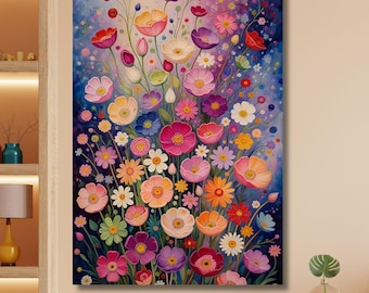 Gustav Klimt Canvas Wall Art Minimalism Paint Classic Wall Art Canvas Surrealism Art Klimt Museum Klimt Flower Garden Art  Ready To Hang