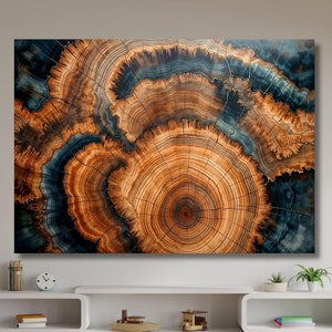 Wood Crack Wall Decor,Wood Texture Art,Wood Ring Canvas,Colorful Tree Ring Wall Art,Elegant Natural Art,Bedroom Decor,Modern Home Decor-1070