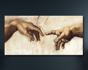 The Creation of Adam by Michelangelo,Creation Of Adam Hands Poster,Living Room Decor,Large Canvas Wall Decor,Michelangelo Art Gallery-514