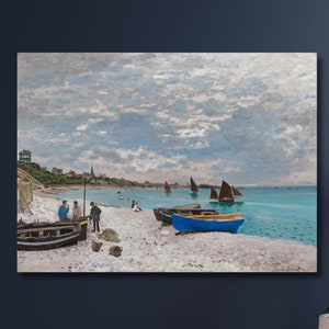 Claude Monet-The Beach at Sainte-Adresse Canvas Wall Art,Claude Monet Beach Poster,Sea Canvas,Bedroom Decor,Home Decor,Christmas Gift-767