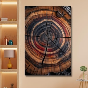 Baumring rustikale Leinwand Wandkunst, Holzstruktur Baumstamm Druck, natürliche Walddekor, moderne Natur Kunstwerk für Wohnzimmer oder Cabin Geschenk