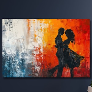 Abstract Dancing Couple Canvas,Gift for Lovers,Dancing Poster,Living Room Decor,Modern Wall Art,Home Decor,Christmas Gift,Bedroom Decor-907