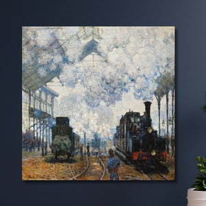 Claude Monet&#39;s Arrival of the Normandy Train,The Gare Saint-Lazare,Claude Monet Exhibition Artwork,Home Decor,Train Poster,Gift for Home-636