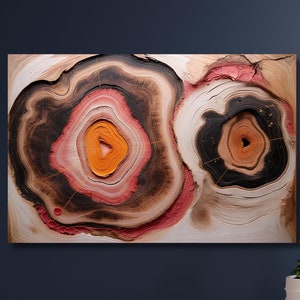 Colorful Tree Ring Canvas Wall Decor,Crack Wood Art,Tree Ring Poster,Wood Texture,Elegant Natural Art,Bedroom Decor,Modern Home Decor-1048