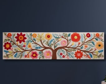 Decoración del árbol de la vida, obra de arte simbólica, lienzo del árbol de la vida, arte de pared abstracto, arte mitológico, regalo para la familia, decoración del dormitorio, decoración moderna del hogar-699