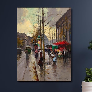 Landscape Poster,Modern Home Decor,Paris Street by Edouard Leon Cortes Canvas,Living Room Decor,Christmas Gift,Abstract Wall Art,Scene-760