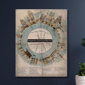 Panorama Leicester Square London, lienzo de la batalla de Trafalgar, lienzo con mapa, arte mural histórico, decoración del hogar, regalo de Navidad, decoración de la sala de estar-783