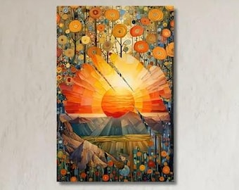Gustav Klimt Canvas Wall Art Minimalism Paint Classic Wall Art Ready To Hang Canvas Surrealism Art Klimt Museum Klimt Flower Garden Art-1227