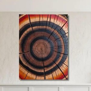 Colorful Tree Ring Canvas Wall Art,Bedroom Decor,Wood Crack Wall Decor,Wood Texture Print,Elegant Natural Art,Home Decor,Wood Ring PosterS21
