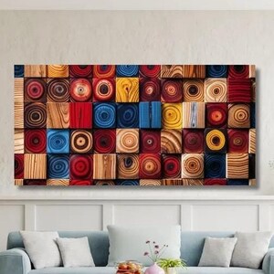 Wood Crack Canvas Wall Decor,Colorful Tree Ring Wall Art,Elegant Natural Art,Wood Texture Art,Wood Ring Canvas,Bedroom Decor,Home Decor-S5