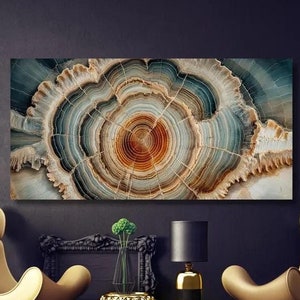 Colorful Large Tree Ring,Wood Crack Abstract,Wood Texture Canvas Wall Art,Elegant Natural Art,Bedroom Decor,Home Decor,Large Wood Poster-S3