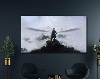 Caspar David Friedrich Canvas,Wanderer Above the Sea of Fog Print,Wall Art,Original Print Canvas,Home Decor,Canvas Art,Living Room Decor-532