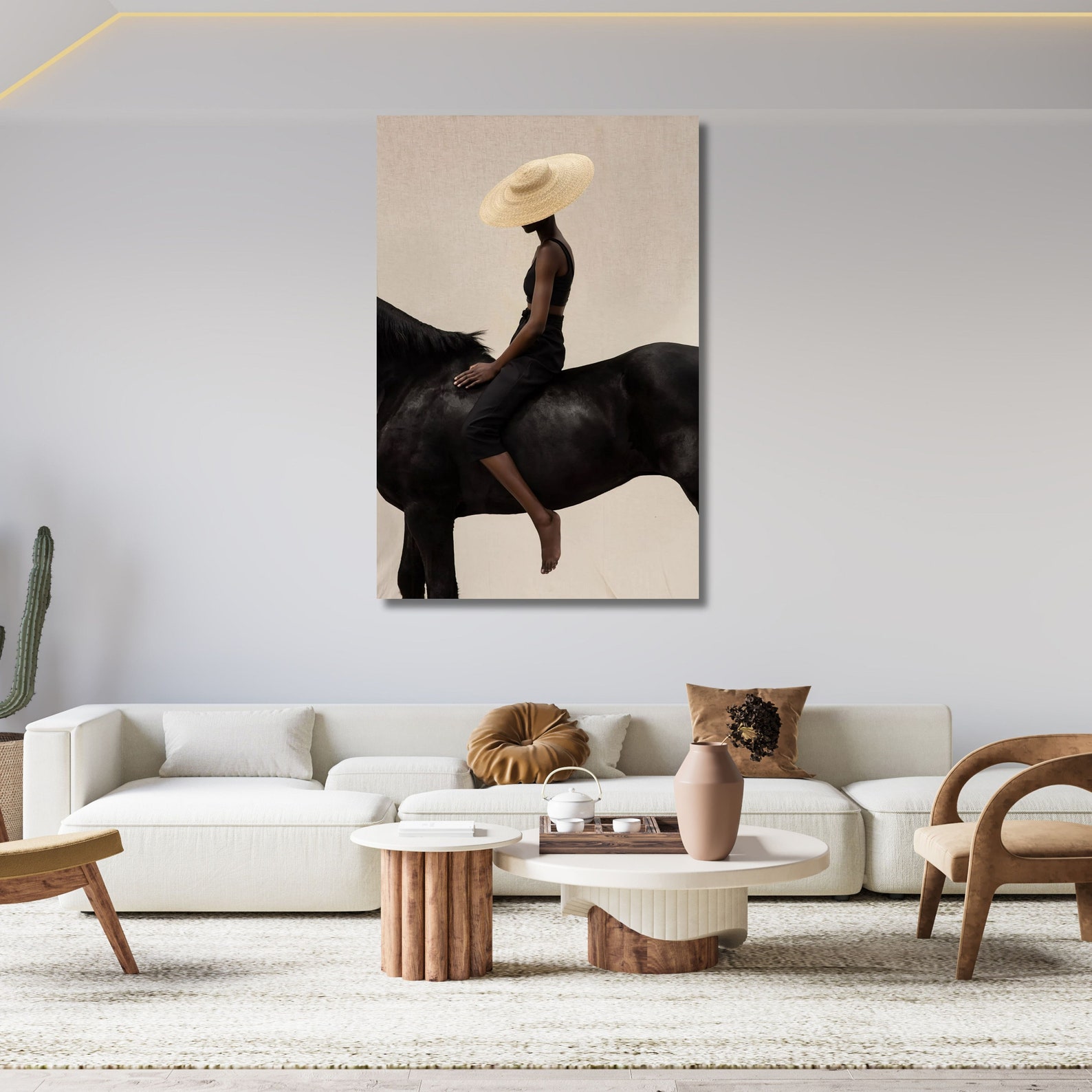 African Boho Canvas, Black Woman Wall Art, Black Model Poster, Riding ...