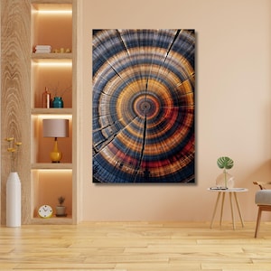 Baumring rustikale Leinwand Wandkunst, Holzstruktur Baumstamm Druck, natürliche Walddekor, moderne Natur Kunstwerk für Wohnzimmer oder Cabin Geschenk