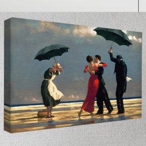 Tanzen Sie am Strand,The Sing Butler,Tanzen Poster,Tanzendes Paar,Reproduktion Leinwand Kunst,Geschenk für Liebhaber,Tanzen Unter Dem Regenschirm,Love-650