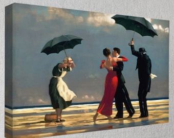 Dance on the Beach,The Sing Butler,Dance Poster,Dancing Couple,Reproduction Canvas Art,Gift for Lover,Dance Under The Umbrella,Love-650