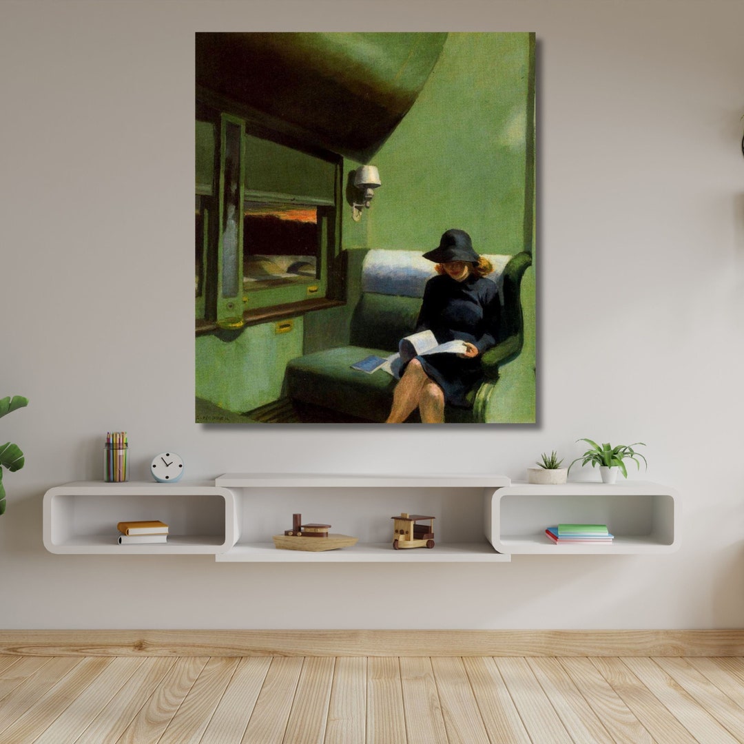 Spiffing Prints Edward Hopper - Compartment C Car 193 - Large - Semi Gloss - Framed