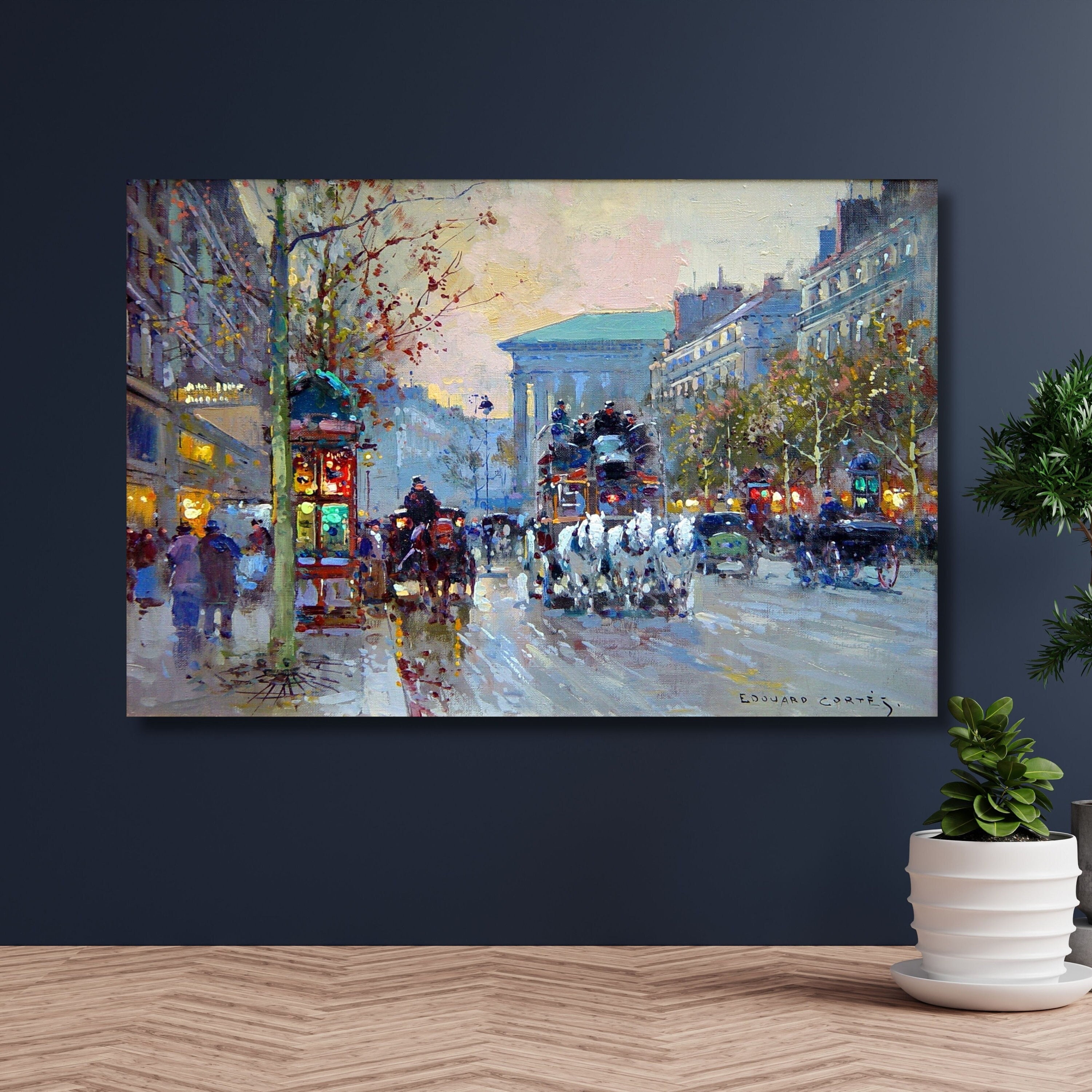 Avenue Poster Print,Paris Street by Edouard Leon Cortes,The Republic Square,Christmas Gift,Street Scenes Reproduction Giclee,Home Decor-738