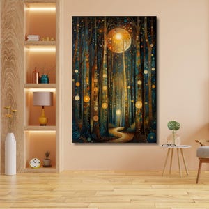 Gustav Klimt Moon Canvas Wall Art Minimalism Paint Classic Wall Art Ready To Hang Canvas Surrealism Art Klimt Museum Klimt Flower Garden art