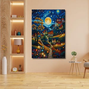 Gustav Klimt Moon Canvas Wall Art Minimalism Paint Classic Wall Art Ready To Hang Canvas Surrealism Art Klimt Museum Klimt Flower Garden art
