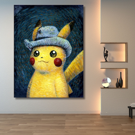 Pikachu Van Gogh Canvas home Wall Art Pikachu Van Gogh Print Reproduction Art Emotional artwork,Gift for Pikachu Fans Pikachu Van Gogh-278