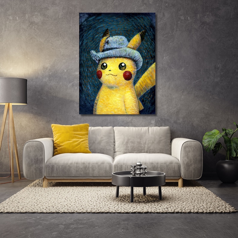 Pikachu Van Gogh Canvas home Wall Art Pikachu Van Gogh Print Reproduction Art Emotional artwork,Gift for Pikachu Fans Pikachu Van Gogh-278 image 4