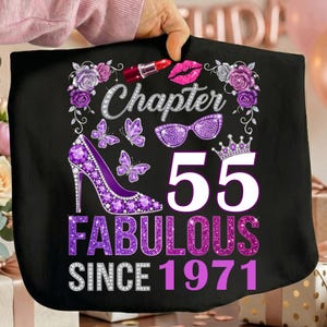 Chapter 55 Fabulous Since 1971 PNG, Chapter 55 Png, Since 1971 PNG, Brithday 55th PNG, 55th Birthday Glam Shirt Design
