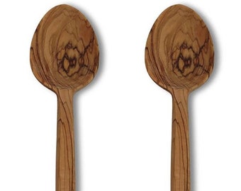 Handmade Wooden Spoon Set, 2 Spoons, 12.5 inch Spoons, Olive Wood Cooking Spoons