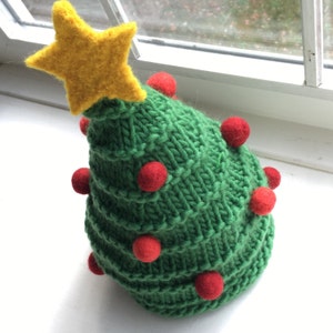 Hand knit Christmas tree hat / made to order for babies kids adults image 6